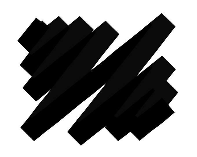 An abstract black graphic featuring overlapping rectangular shapes arranged in a crisscross pattern against a white background.