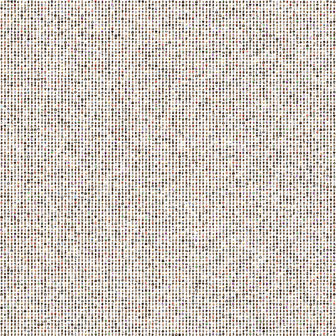 A dense grid mosaic composed of hundreds of tiny thumbnail images, resembling a community gallery or NFT collection display page.