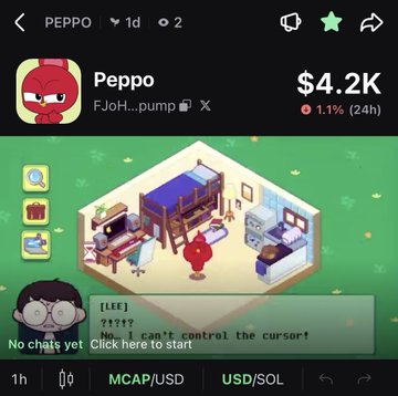 The image presents an account page for a game called Peppa, which has been purchased by its owner and is currently being played. The title of the game stands out as "Peppa", and the purchase price displayed is $44.2K. A chatbot is present on the page, offering assistance to players. The image also highlights that the game is available for sale in several countries including the United States, China, Japan, and Germany.