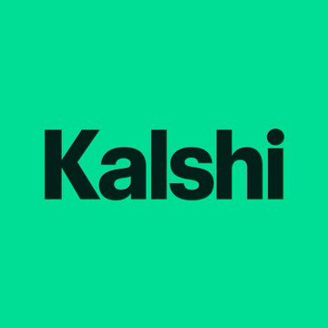 The Kalshi logo displayed in dark green text on a solid teal/green background.