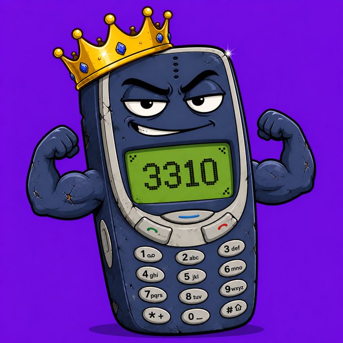 The image features a blue phone that has been anthropomorphized with human-like arms and facial features, giving it a silly and playful appearance. The phone displays a large number "three hundred ten" on its screen, adding an element of humor or creativity to the scene. This character is associated with a marketing campaign for KINOA and could be a meme designed to capture attention and generate interest in their product offerings. It is meant to be shared on social media platforms to reach a wider audience and promote organic growth without any paid advertisement expenses.
