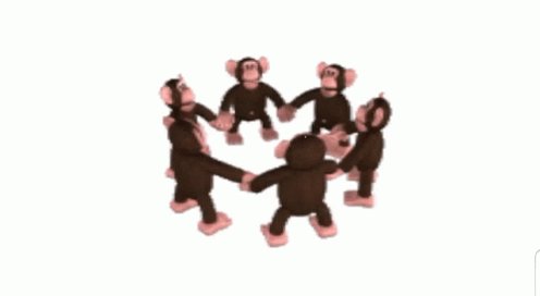 The image features six brown monkey figurines arranged in a circle, all facing the same direction with their arms outstretched. The monkeys are positioned at various angles within the frame, creating an interesting visual effect that draws attention to them. The caption below the image reads "Manifesting my goals" and "I will own a BAYC OG collection!!", which is likely meant to be humorous or playful in nature.

The post appears to be related to monkeys as it references the monkey figurines, possibly suggesting a connection between the monkeys' arrangement and the owner's goals for their collection of BAYCOG figurines.
