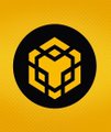 A yellow and black circular icon featuring a stylized geometric bee or honeycomb symbol.