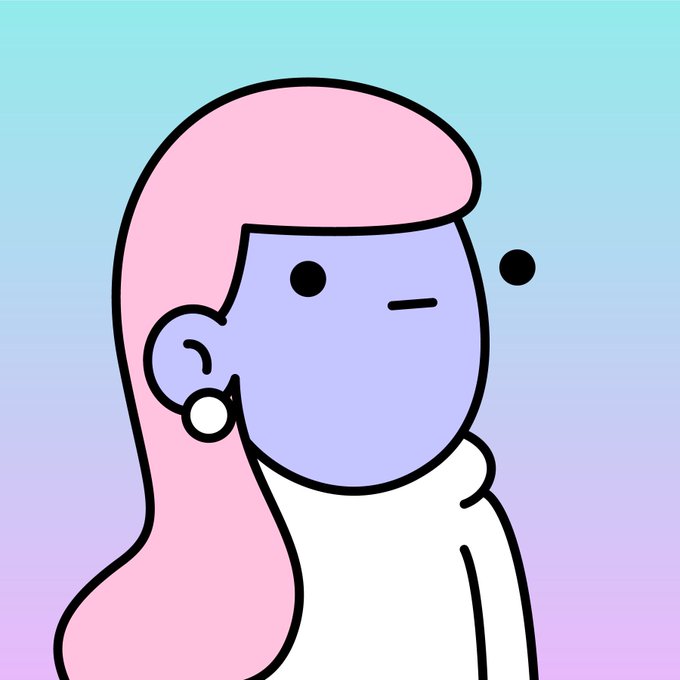 A stylized cartoon illustration of a side-profile figure with pink hair and a lavender face, set against a pastel blue-to-pink gradient background, accompanies a post about losing a Doodles NFT #4351 after chasing a bad trade.

The image appears to be a personal avatar or digital persona used to illustrate the author's lament, with no visible text, numbers, or tickers directly in the artwork itself.