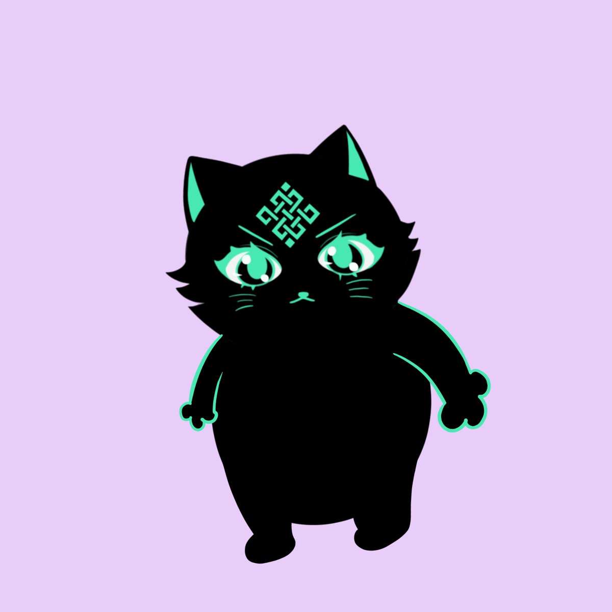 The image features a black cat with green eyes standing against a purple background. The cat appears to be staring at something or someone, possibly an AI project that has been gaining attention recently. The caption above the image reads "Good morning Happy Ritual Sunday Hope you're having a relaxing and recharged weekend while most chains are still chasing the next hype: Private AI." This suggests that the post is related to the growing interest in AI projects and their potential impact on society, as well as promoting a sense of relaxation and hope for the coming weekend.

The image also includes a small cartoon cat with green eyes, which adds an element of whimsy and humor to the overall composition.
