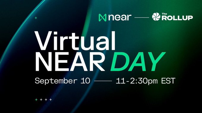 Promotional banner for 'Virtual NEAR DAY' hosted by NEAR and The Rollup, scheduled for September 10, 11-2:30pm EST.