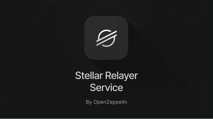 A dark-themed logo graphic for 'Stellar Relayer Service' by OpenZeppelin, featuring a stylized S logo on a black app icon background.