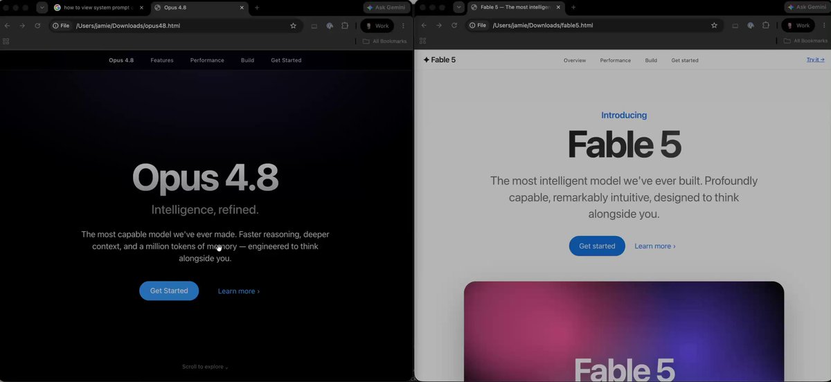 The image shows two computer screens side by side, both displaying a website called "Fable 5". The screens are identical in appearance, with the same layout and design elements such as text boxes, images, and buttons. The content on the screens is the same, indicating that they are running the same version of Fable 5 or a similar application. This could be due to a technical issue, where one screen has an outdated version of the software while the other displays the latest version.