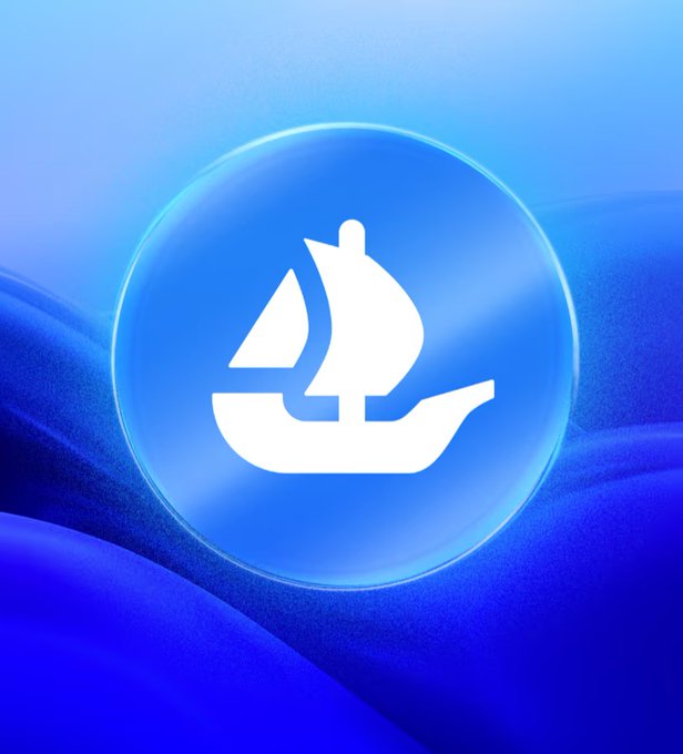 The image features the OpenSea logo—a white sailing ship icon inside a blue circular bubble—set against a flowing blue wave background, visually representing the NFT marketplace at the center of the post's criticism. The post highlights growing community frustration over OpenSea's delayed $SEA token launch, originally promised in February 2025 and now postponed again from its Q1 2026 plan.