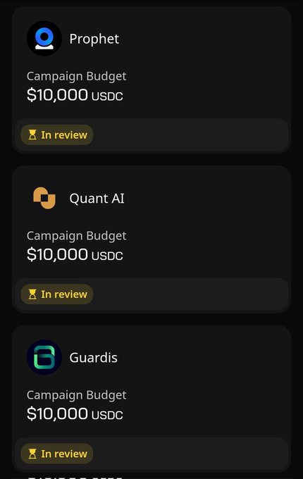 The image shows three different campaign budgets displayed on separate screens against a black background, with each budget labeled with a different color - yellow, orange, and green. The text "Campaign Budget" is visible across all three screens, indicating that they are discussing various campaign budgets. The phrase "Good Night Besties Funny how some people abandoned @wallchain early, but the moment 3 fresh campaigns dropped today, they were suddenly first in line applying again." suggests a humorous context related to the image and its content.