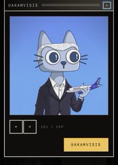 A trading card featuring an illustrated cat character wearing a suit and holding a rifle, labeled DAAKANVCISES and CAT / CAT.