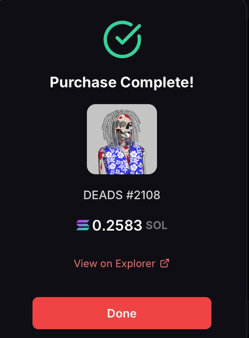 The image features a screenshot of an app interface with a man dressed as a skeleton wearing a floral print shirt. The man appears dead, indicating that he has been used for a game or animated graphic. Below him, there's text that reads "Purchase Complete!", which suggests that the user has successfully completed a purchase or subscription for this digital representation. The app also provides the user with an option to view their explorer data and can be accessed using the hashtag "#graveyard".
