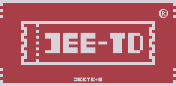 A red graphic designed to look like a ticket displays the pixelated text 'JEE-TO' with 'JEETE'S' written at the bottom.