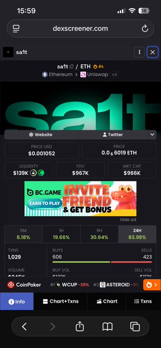 The image shows a cell phone screen with an app called "Salt" displayed, which appears to be a social media platform for gamers. The app has a banner at the top of the screen that says "Invite Friend & Get Bonus". There are several other apps on the screen as well, including one named "CoinFinder", and another named "Inform". The image also contains text that reads "Salt" and "invite friend & get bonus".