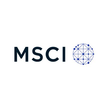 The MSCI logo featuring the text 'MSCI' in dark blue next to a geometric globe-like emblem made of connected lines and dots.
