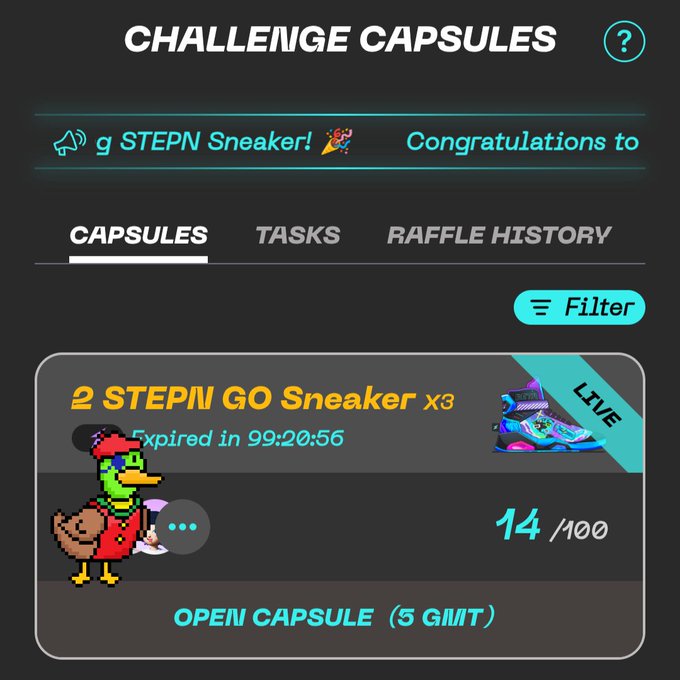 The image features an open capsules account page with details about various rewards, including Stepn Go Sneaker x3 as well as a list of games that players can try out. The main focus of this content appears to be promoting the product or offering related to sneakers and gaming experiences. The post provides information about the items available for purchase, and it is organized in a way that highlights its benefits and emphasizes the value users can get from participating in the offered activities.
