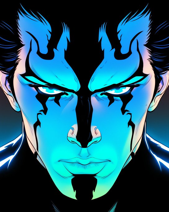 A stylized digital illustration of a man's face with intense blue glowing eyes and tribal-like markings, set against a black background. The image's dramatic, secretive aesthetic mirrors the post's emphasis on privacy and data control championed by BeldexCoin.
