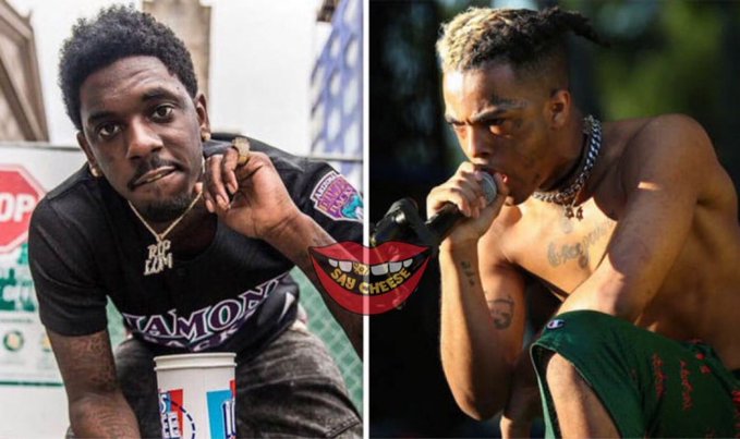 The image shows two men, one wearing a black shirt with a "Zoom" logo and the other wearing a green tank top with a "Rapper" tattoo. The man in the black shirt has his mouth open as if he's singing into a microphone or speaking at a public event. Both men are holding microphones, suggesting they might be performing together on stage. The caption of the image reads: "rap bear market started 8 years ago".