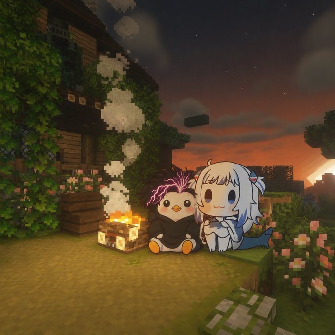 A girl with a penguin stuffed animal sitting beside her.