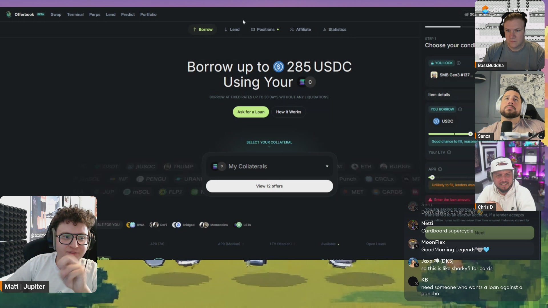 The image shows a computer screen with a website called "Usdc.borrowupto.usdc.usingyourself.com". The website appears to be related to collectibles, as indicated by the text "Ep 38. Collectibles Supercycle Ft Jupiter". This suggests that the post might be about a specific collectible item or event involving collectibles and the USDC platform.