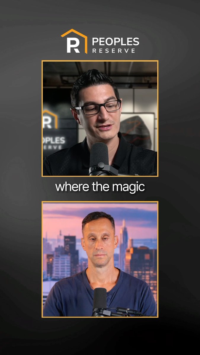 A 'PEOPLES RESERVE' podcast-style post showing two men on camera with the caption 'where the magic' between them.