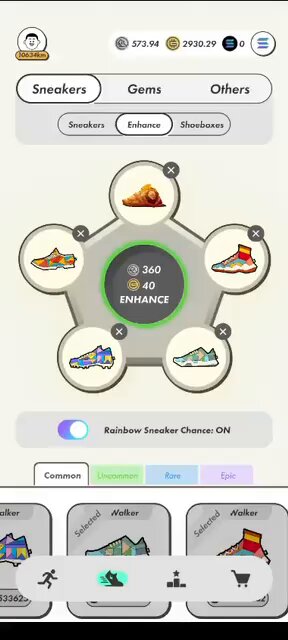 The image shows an advertisement for sneakers, with a focus on the enhanced Sneaker StepUp app. The app allows users to choose from six different styles of sneakers, including some unique designs like rain boots. The post encourages people to try out the app and mentions that they can win Uzbekistan! This means that if they successfully enhance their sneakers using the app, they will be rewarded with a trip to Uzbekistan as a prize.