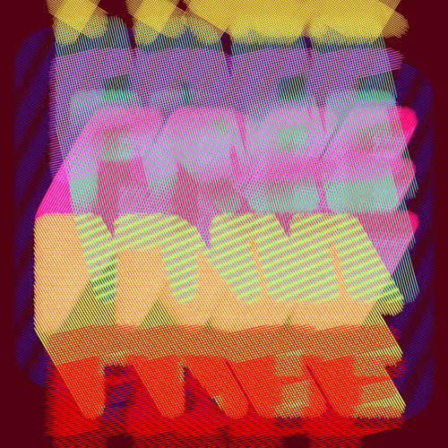 A vibrant, glitchy digital artwork featuring the word "FREE" stacked multiple times in a rainbow gradient of yellow, pink, green, orange, and red with a pixelated, chromatic aberration effect, serving as the "FREE #5" piece by Matt Kane referenced in the upbeat morning greeting post.