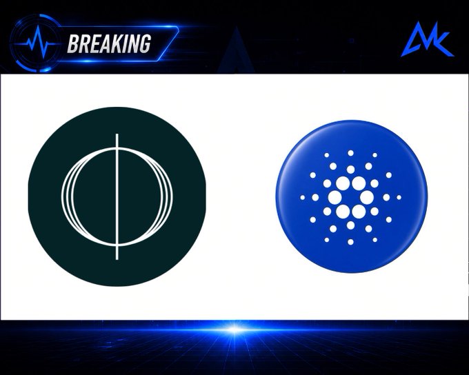 The image features a "BREAKING" news banner with logos for RealFi and Cardano displayed side by side, visually representing the announcement of RealFi's mainnet launch on Cardano with its new USDrf stablecoin.