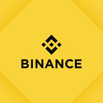 Binance logo displayed on yellow background.