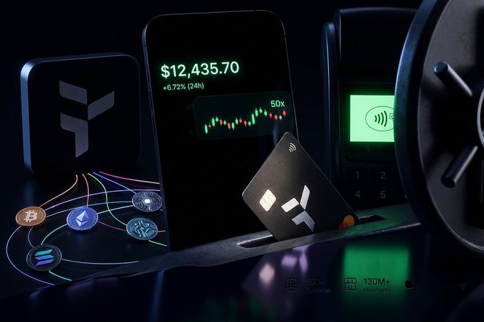 A screenshot showing an electronic device such as a smartphone or tablet with a screen displaying a cryptocurrency value of $12.4550 using Bitcoin Cash token "FT" which indicates that someone has crossed 500,000 users across 150+ countries. A payment system is also displayed on the device, and two other coins can be seen in the background. The post mentions that this milestone represents the beginning of a new era for decentralized finance (DeFi) due to Bitcoin Cash's strong adoption worldwide.