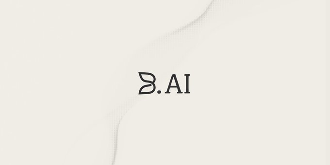 The image displays a minimalist white background with a subtle wavy texture and the text "B.AI" centered in black serif font, serving as a clean brand logo for the post about B.AI Web Chat's launch of the MiMo series and its significance for Web3 developers.