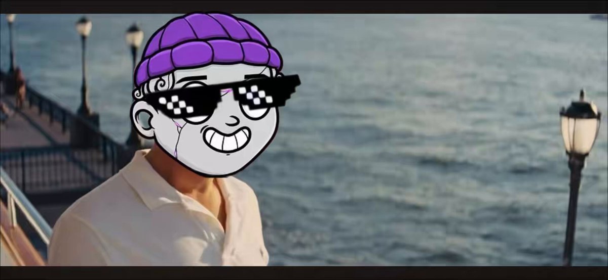 𝗡𝗲𝘀𝗲 𝗣𝗲𝗿𝗲 𝗠𝗲𝗰𝗲, a cartoon character wearing sunglasses and a purple hat with a smiley face on his face.