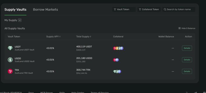 The image displays an overview of a lending platform with details about popular cryptocurrency lending platforms, including JustLendDAO. The website offers various options for users to choose from when seeking funds. The main focus is on two cryptocurrencies, ETH (Ethereum) and STRX (Silver), which are known as popular deposit assets. The image shows that these popular coins have been circulating within the lending platform recently, reflecting the current state of cryptocurrency lending markets.