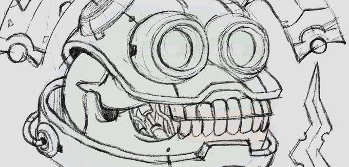 The image features a black and white line drawing of a robot's head, which appears to be made out of paper mache or cardboard. The robot has a helmet with goggles and a mouth, giving it a unique appearance. The background of the image is plain white, allowing the focus to remain on the robot's design. There are no texts present in the image, but there is a caption that reads "@PepeExplorers everyone around me knows how bullish i am on @PepeExplorers definitely one of my favorite upcoming nft projects".