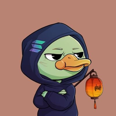 The image features a cartoon duck wearing a hoodie with crossed arms and holding an orange lantern, giving off a cool and relaxed vibe. The post includes text that reads "GM! Happy Friday People! Today the focus is still on @wallchain I'm ready to quack harder then before! And I'M WATCHING THE MARKET CLOSE! Let'S PRINT BIG ON A BIG FRYAY!". This post seems to be promoting a fun and lighthearted atmosphere, possibly related to a cartoon character or a theme.