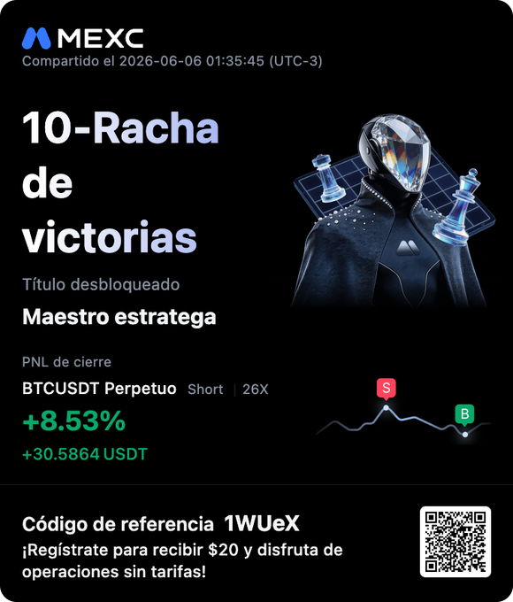The image features a white postcard with black text that says "10-RACHA de Victoria" at the top, which translates to "10 wins by Victoria". The text also states "Tútc" and provides information about the exchange's operation and its benefits.