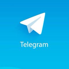 The Telegram messaging app logo featuring a white paper airplane icon on a blue gradient background with the word 'Telegram'.