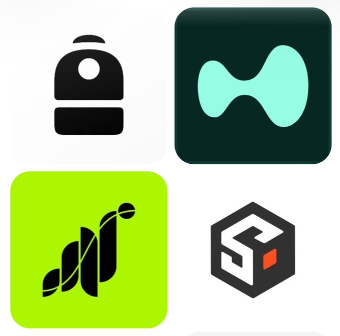 The image features four different logos, each representing a different project or app. The first logo is a green square with a black backpack icon inside. The second logo is a blue square with a white triangle-shaped icon of a ball inside. The third logo is a black square with a white triangle-shaped icon of a ball inside. The fourth logo is a green square with an orange circle-shaped icon inside. These logos are related to the post, which suggests that they might be projects or apps that have been running for multiple seasons and have gained popularity over time.