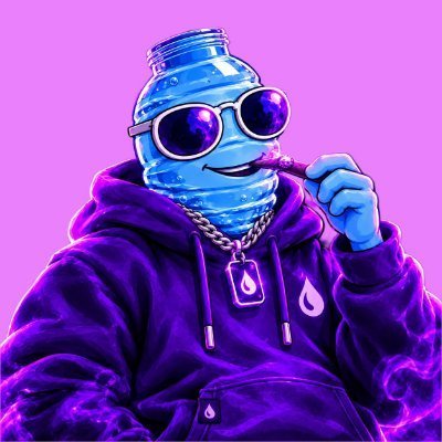 An anthropomorphized blue water bottle character wearing sunglasses, a chain, and a purple hoodie brushes its teeth against a vibrant pink background—visually representing the "$Bottel" brand mascot used to promote the giveaway. The playful design aligns with the post's call-to-action to follow @Bottel_s and @coinmemes for a chance to win one of 10 guaranteed spots.
