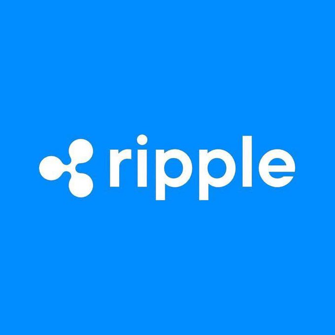 The image displays the Ripple logo—three white circular dots arranged in a triangular pattern—alongside the brand name "ripple" in white lowercase text on a solid blue background. This branding relates to the post, which quotes Ripple's Reece Merrick comparing crypto payments to the early, pre-mainstream days of e-commerce to encourage further bullish sentiment.