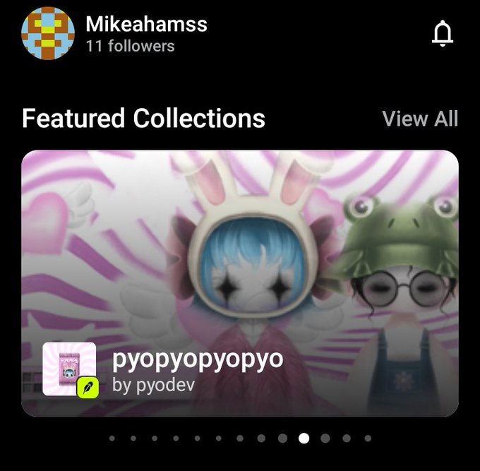 A Spotify profile for 'Mikeahamss' displays a featured collection titled 'pyopyopyopyo by pyodev' featuring cartoonish art with blue and pink characters.