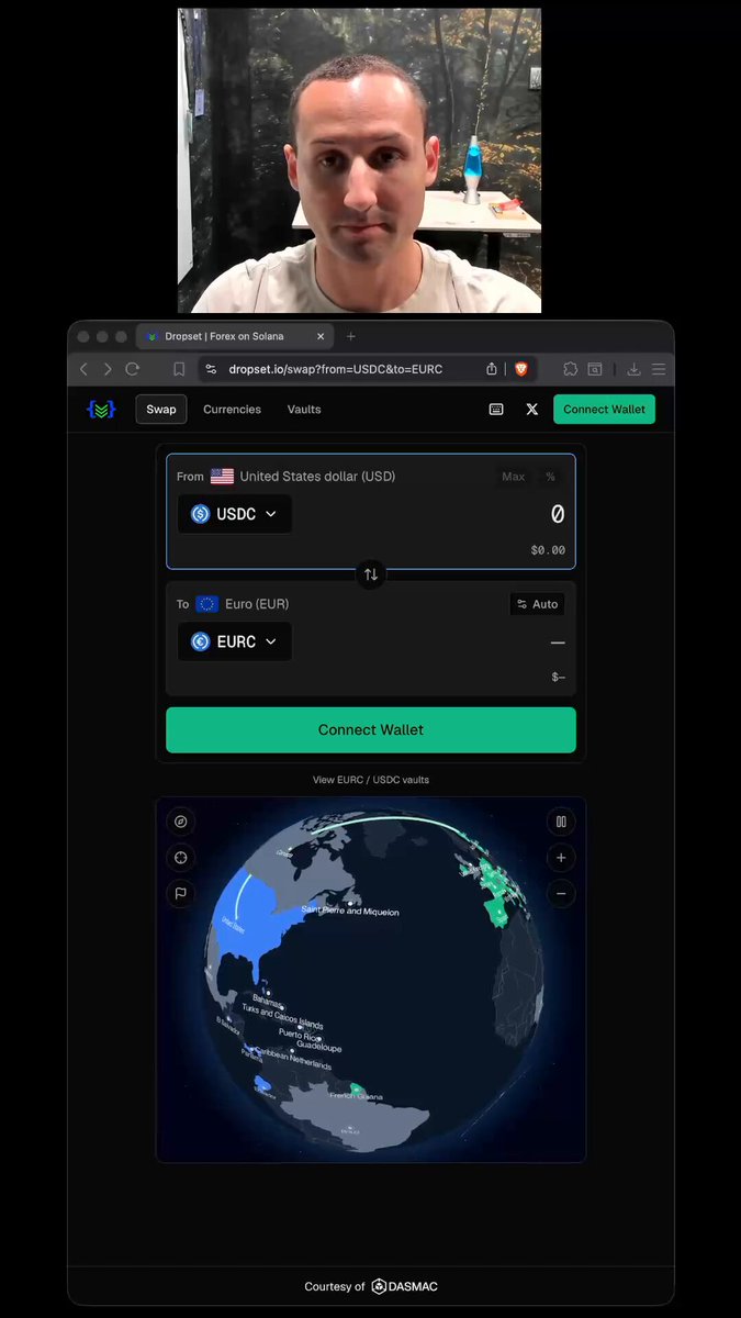 The image shows a close-up view of a computer screen displaying an online currency exchange website called @SuperteamUSA. The website has a map of the world with different regions representing various currencies, allowing users to convert their money easily. In the top left corner of the screen, there is a picture of a man's face, providing additional context and human involvement in the platform.
