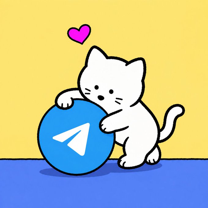 The image features a cartoon cat holding a blue telegram icon, which has been used as an official logo for a Telegram channel named "SunnyTheCat" that was created by @SunnyTheCat. This cat character is known for its love of sunshine and social media trends. The post also mentions the use of the hashtag #solana in the image.