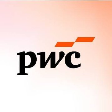 The image displays the PwC logo, featuring the company name "pwc" in lowercase black serif lettering accompanied by its signature orange geometric mark above the text. This logo visually anchors the news of the global accounting and consulting giant reporting its first annual revenue decline in over a decade.
