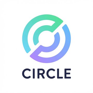 A minimalist logo for 'CIRCLE' featuring an abstract circular design in green, blue, and purple gradients.