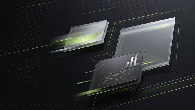A dark digital background with a grid pattern features translucent panels with green line graphs and bar charts, suggesting financial or data analytics.