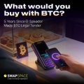 A thumbnail-style image with text "What would you buy with BTC?" showing a phone displaying cryptocurrency along with a Bitcoin orange pickler