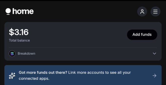 A screenshot of the home.privy.io dashboard showing a total balance of $3.16 with an "Add funds" button and a prompt to link more accounts. The caption could read: "Total balance: $3.16 — claim your free $3-$10 funds on home.privy.io by linking your account."