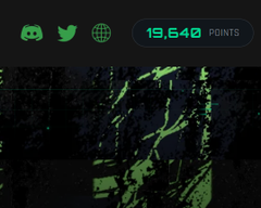 The image displays a glitchy green and black digital interface featuring Discord, Twitter, and web icons alongside a score of "19,540 POINTS." It appears to relate to the Chinese text about four free testnet projects (CNPYNetwork, knidosxyz, overlayerfi, Stabilizer) by suggesting a potential reward or points system for participating in these crypto airdrop or testnet activities.