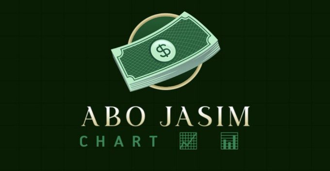 A dark green logo design featuring a stack of money and the text 'ABO JASIM CHART'.